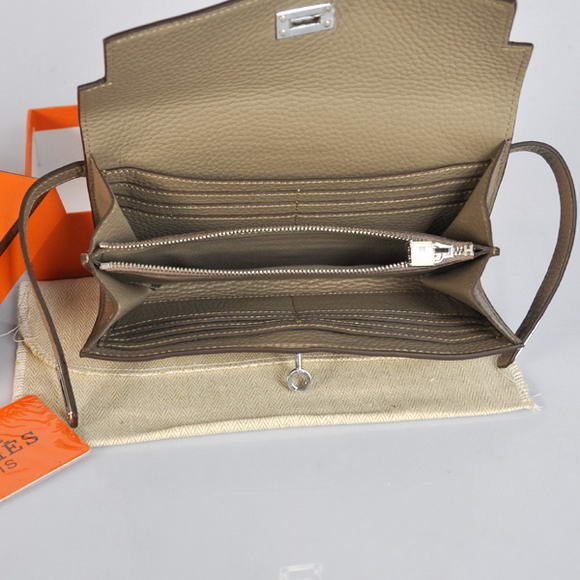 High Quality Hermes Kelly Wallet Togo Leather Bi-Fold Purse A708 Dark Grey Fake